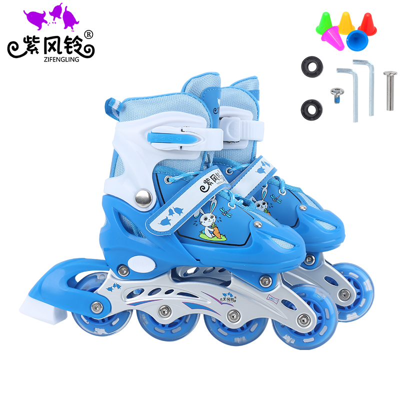 The new blue, straight-line wheel, full of shoes